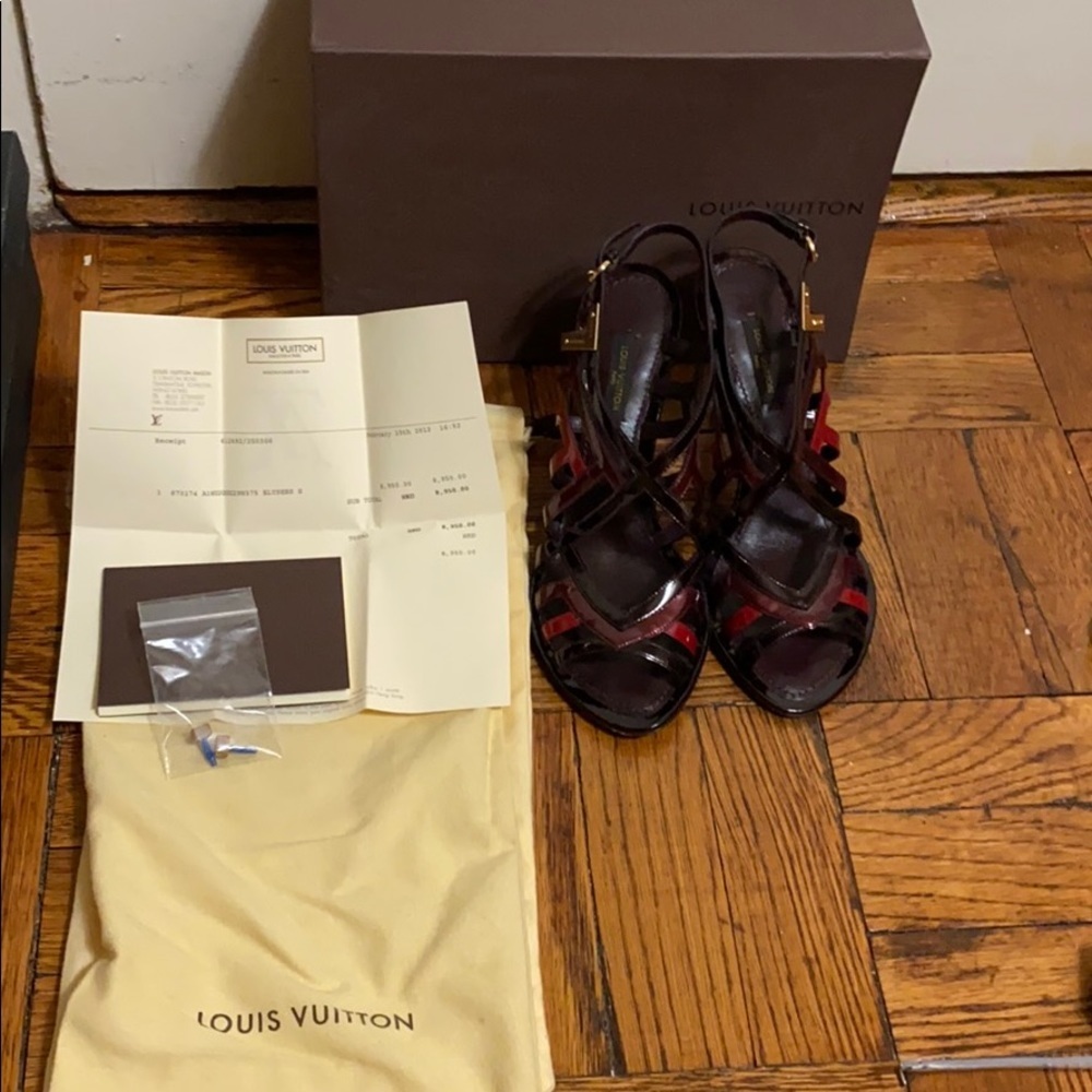 Louis Vuitton open toe red heels size: 37 1/2 - Picture 3 of 14
